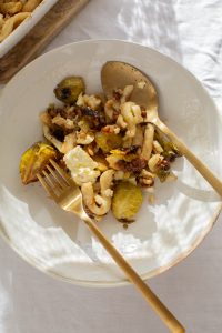 Rosenkohl-Linsen-Auflauf mit Mandarinen-Balsamico-Sud